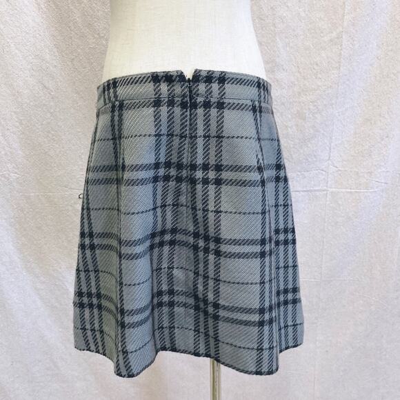 J. Crew Factory black/gray knit plaid A Line mini skirt size 8 - Picture 9 of 13